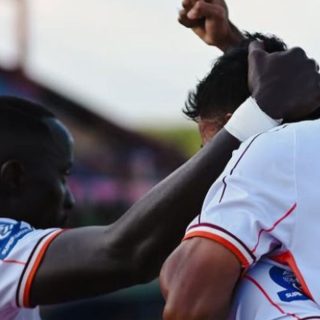 Foto: Pemain Borneo FC melakukan selebrasi gol. Sumber: Istimewa.