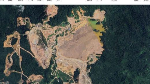 Foto: Rekam citra satelit dari 2016 hingga 2025 menunjukkan masifnya pembukaan lahan di wilayah Sumatra Utara. Sumber: Istimewa.