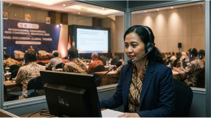 Foto: Ilustrasi seorang operator penerjemah Simultan. Sumber: Istimewa.